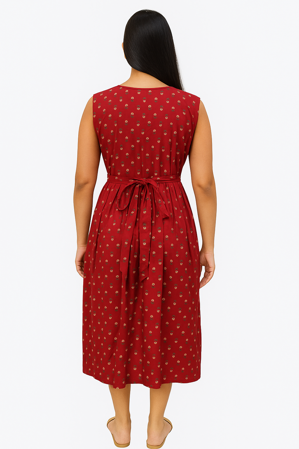 TUNIC PATTERN - MAROON WITH SMALL FLORAL