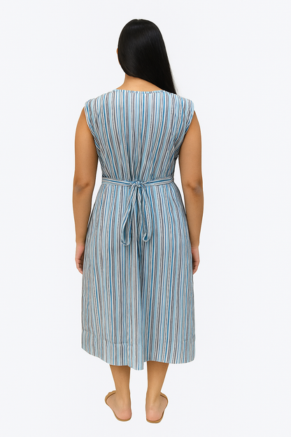 TUNIC PATTERN PARALLEL LINES WHITE & BLUE COMBINATION - 201F