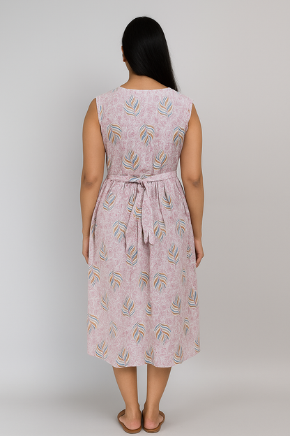 TUNIC PATTERN – PINK LEAF PRINT ON WHITE BASE - 201F