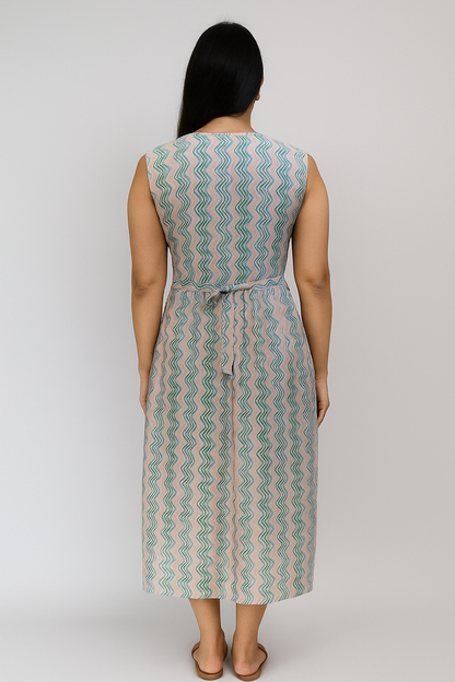 TUNIC PATTERN - ZIGZACK PRINT- PINK & BLUE- 201F