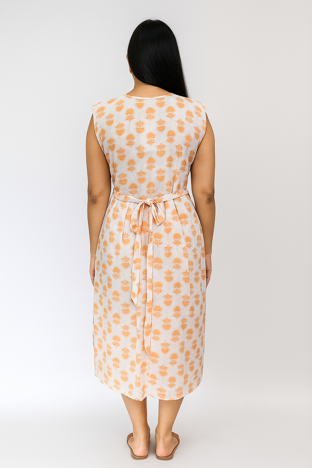 TUNIC PATTERN – MOTIF ORANGE PRINT ON WHITE BASE 201F