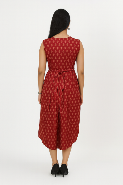 TUNIC PATTERN MOTIF PRINT - BROWN 201F