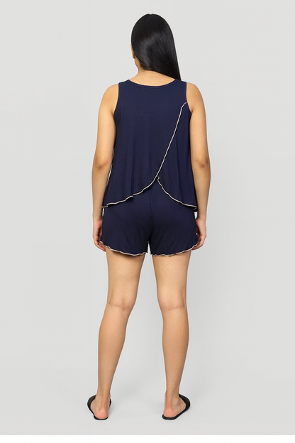 TENCIL SHORT SET - NAVY BLUE