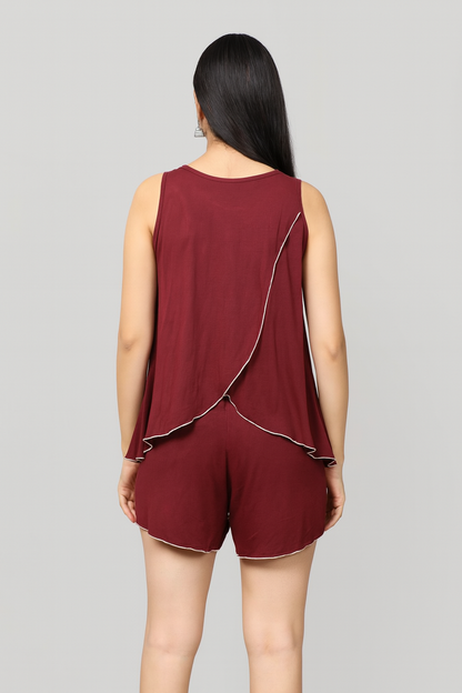 TENCIL SHORT SET - MAROON
