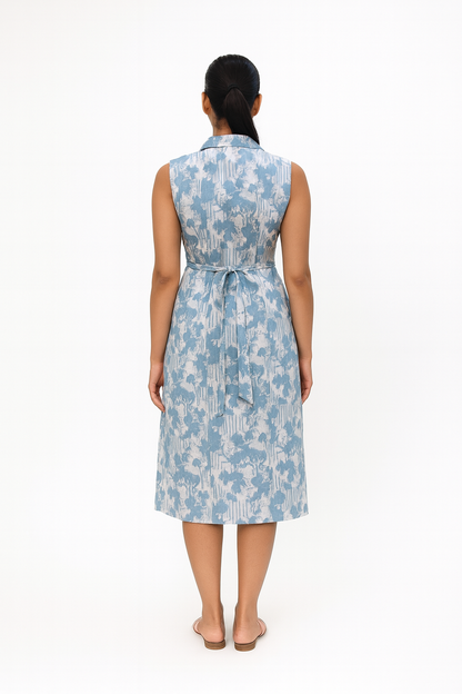 TUNIC COLLAR PATTERN - LEAF PRINT - GREY 201Fa