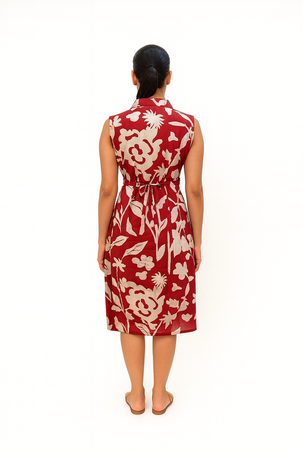 TUNIC COLLAR PATTERN - BLOTTED FLORAL - BROWN - 201Fa