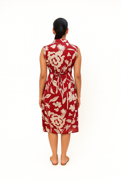 TUNIC COLLAR PATTERN - BLOTTED FLORAL - BROWN - 201Fa