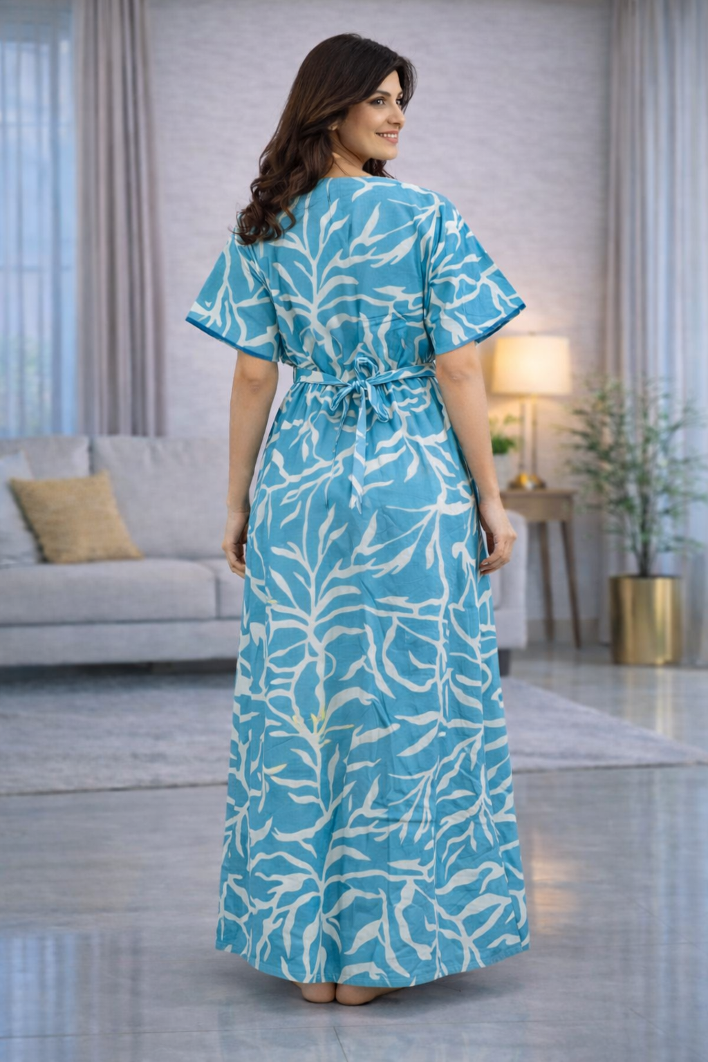 A - line Belt pattern XL - Koiri & Leafy print - Sea Green - 650B05