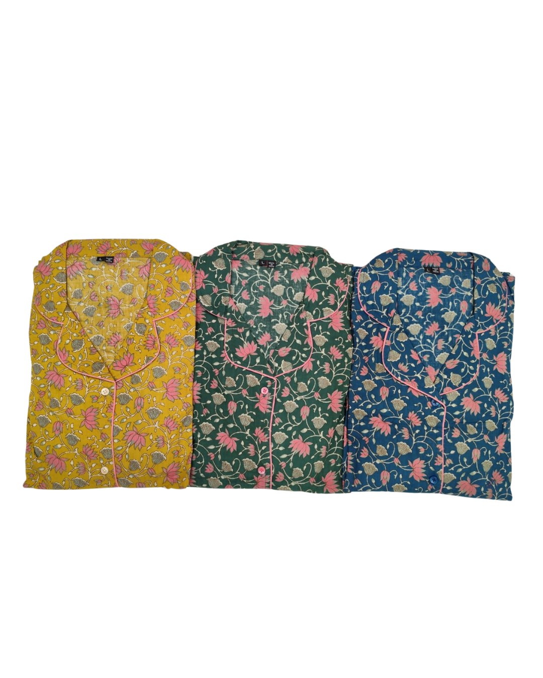 PAJAMA SET FRONT BUTTON COTTON LOTUS - PJFB07