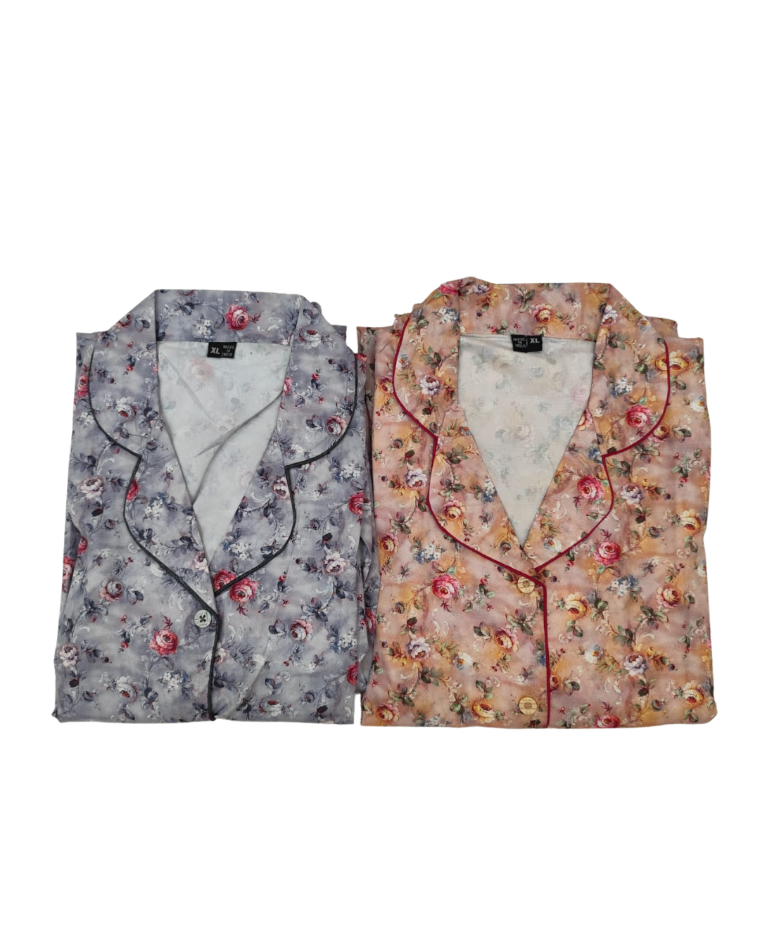 PAJAMA SET FRONT BUTTON SATIN 2XL - PJSA02