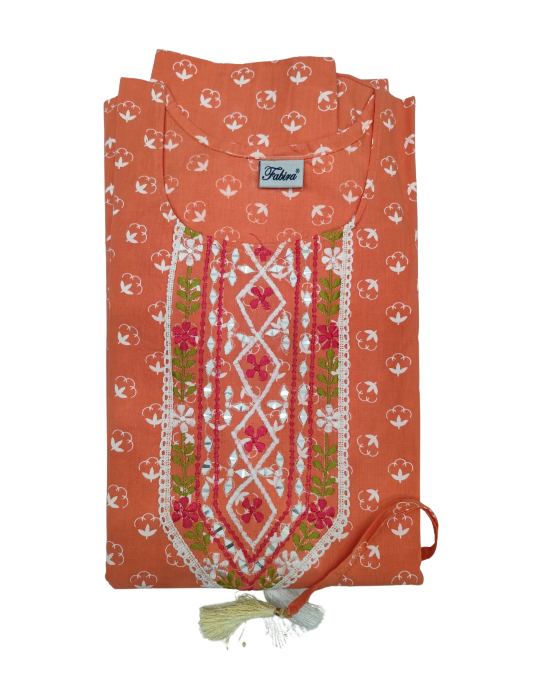 Khaftan – Full Length, Floral Buti Motif - Yellow & Peach - 610F