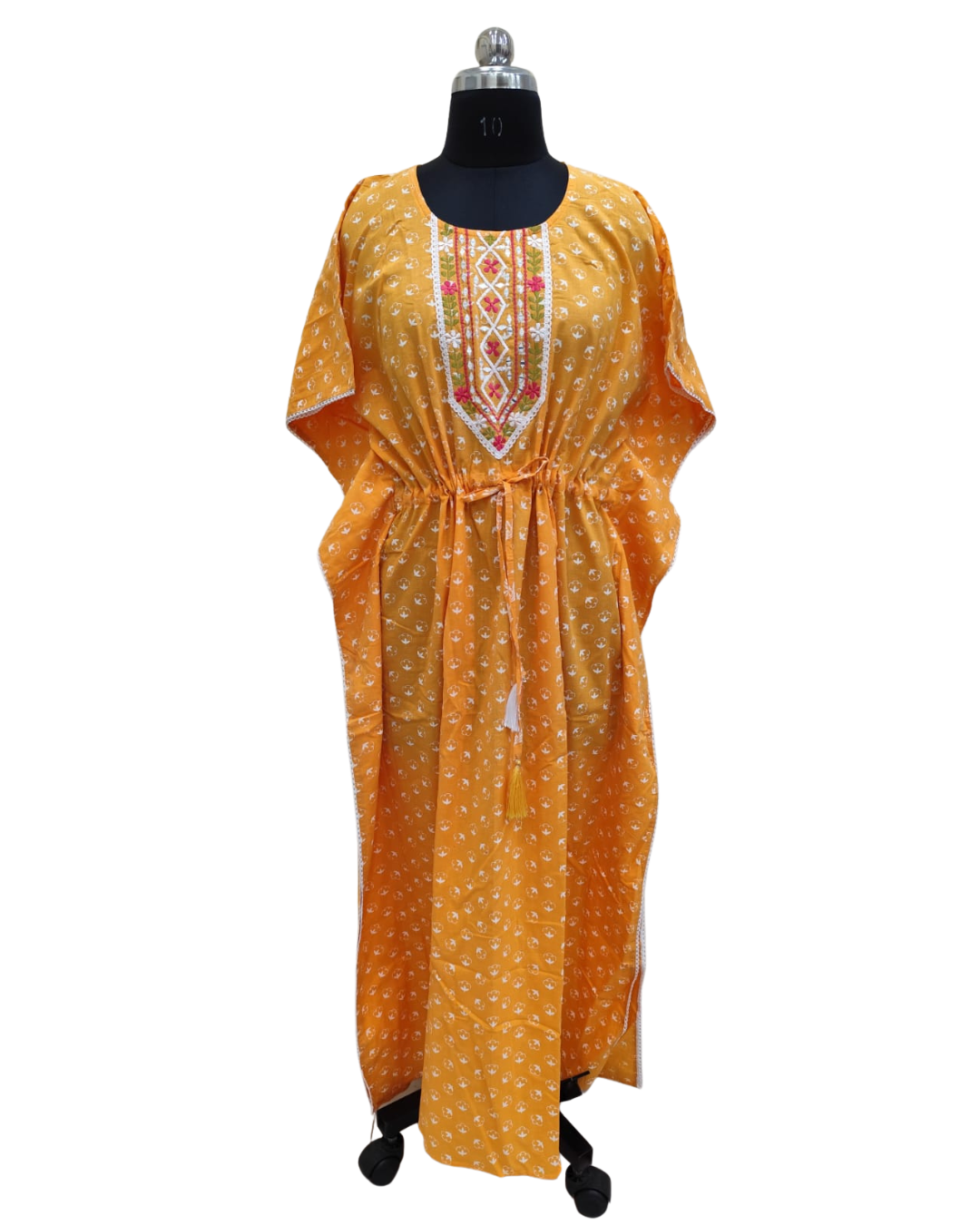 Khaftan – Full Length, Floral Buti Motif - Yellow & Peach - 610F