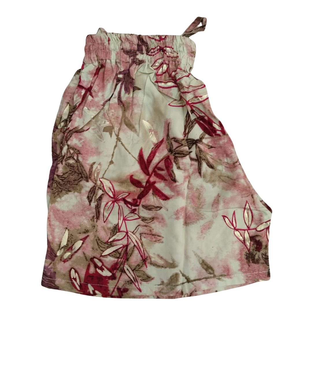 RAYON SHORTS BOTINICAL ART PRINT - SOFT BEIGE - SHR06