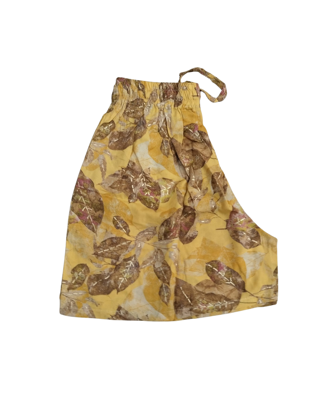 RAYON SHORTS LEAF PRINT - GOLDEN YELLOW - SHR07