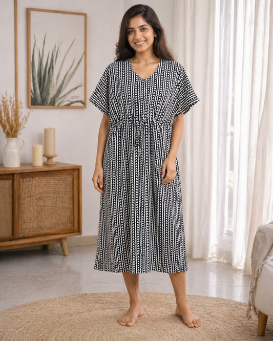 Half Khaftan – Zigzag print - Black - SK09