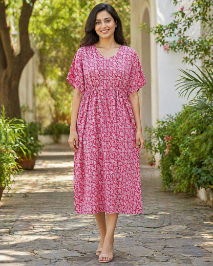 Half Khaftan – Paisley print - Pink & Classic blue - SK10