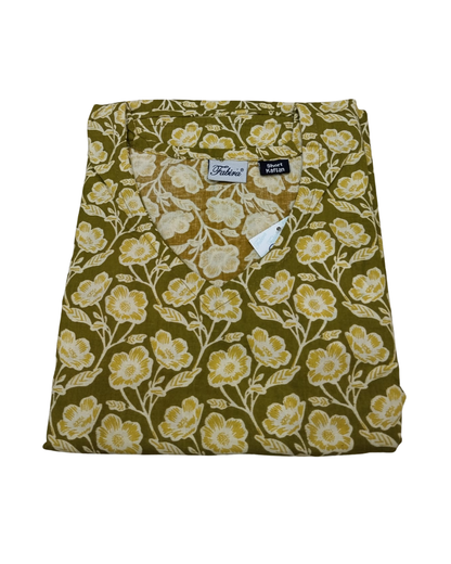 Half Khaftan – Big Floral print - Brown, Classic blue & Olive - SK14