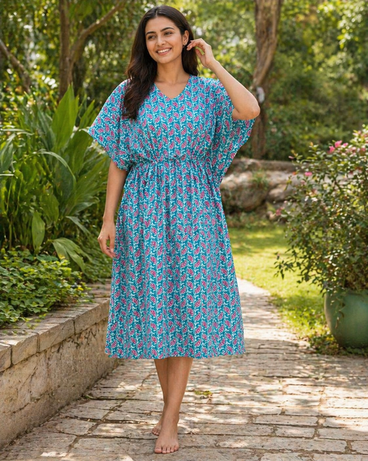 Half Khaftan – Koiri print - Sea green - SK16