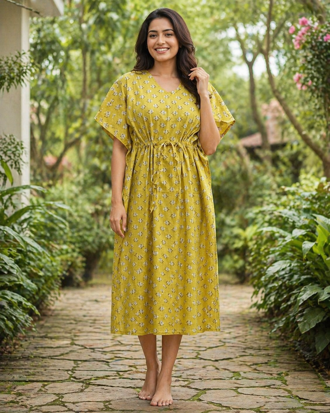 Half Khaftan – Motif print - Pear green - SK22