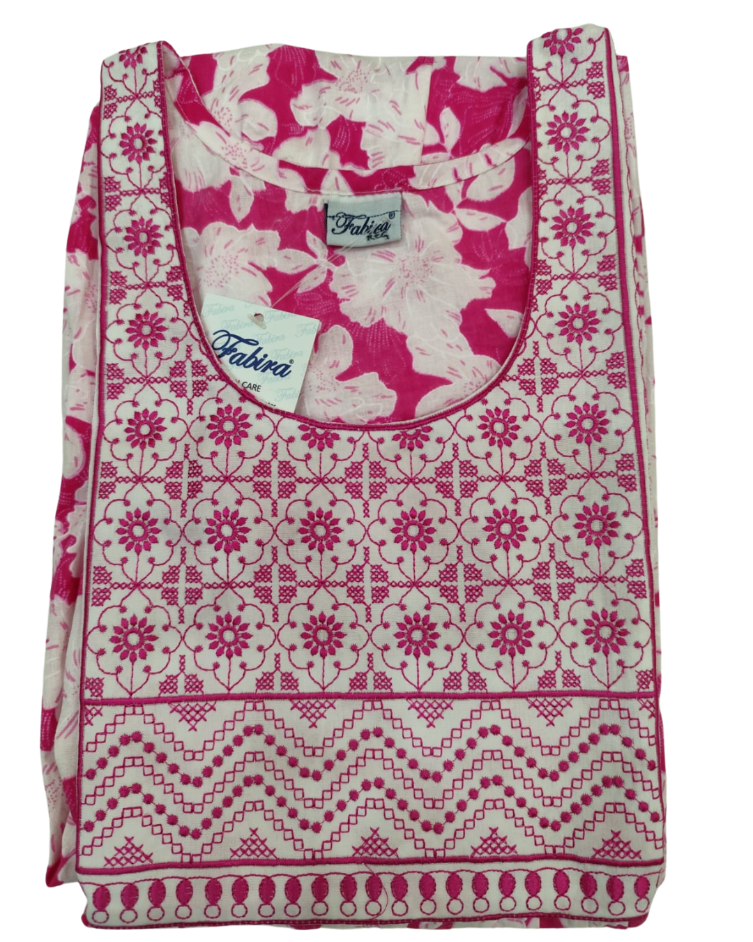 A - line Embroidery Patch Gown - Floral print - Yellow & Pink - 550PP01