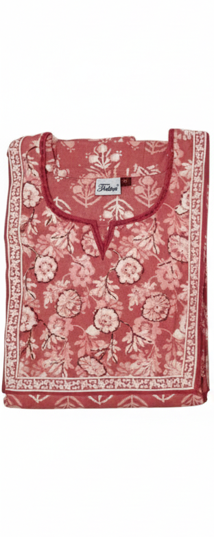 A - line Sequence Pattern Gown - Floral Buti print - Rose Pink, Turkish Rose, Green & Lilac- 650AS04