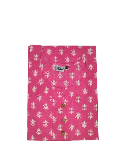 Cotton Short Top - Buti Print - Pink - 205S15