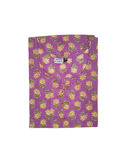 Cotton Short Top - Buti Print - Lavender - 205S17