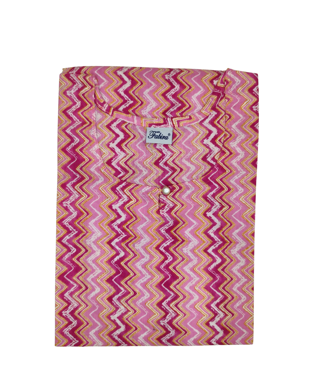 Cotton Short Top - Zigzag Print - Pink - 205S21