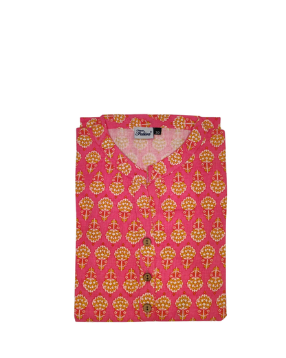 Cotton Short Top - Buti Print - Pink - 205S24
