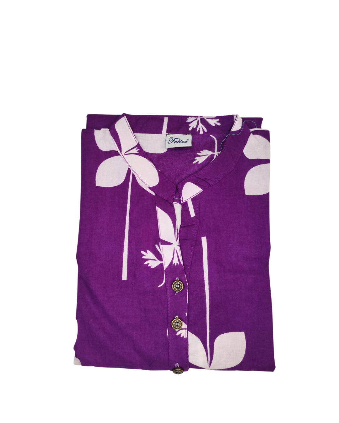 Cotton Short Top - Graphic Floral Print - Purple - 205S28