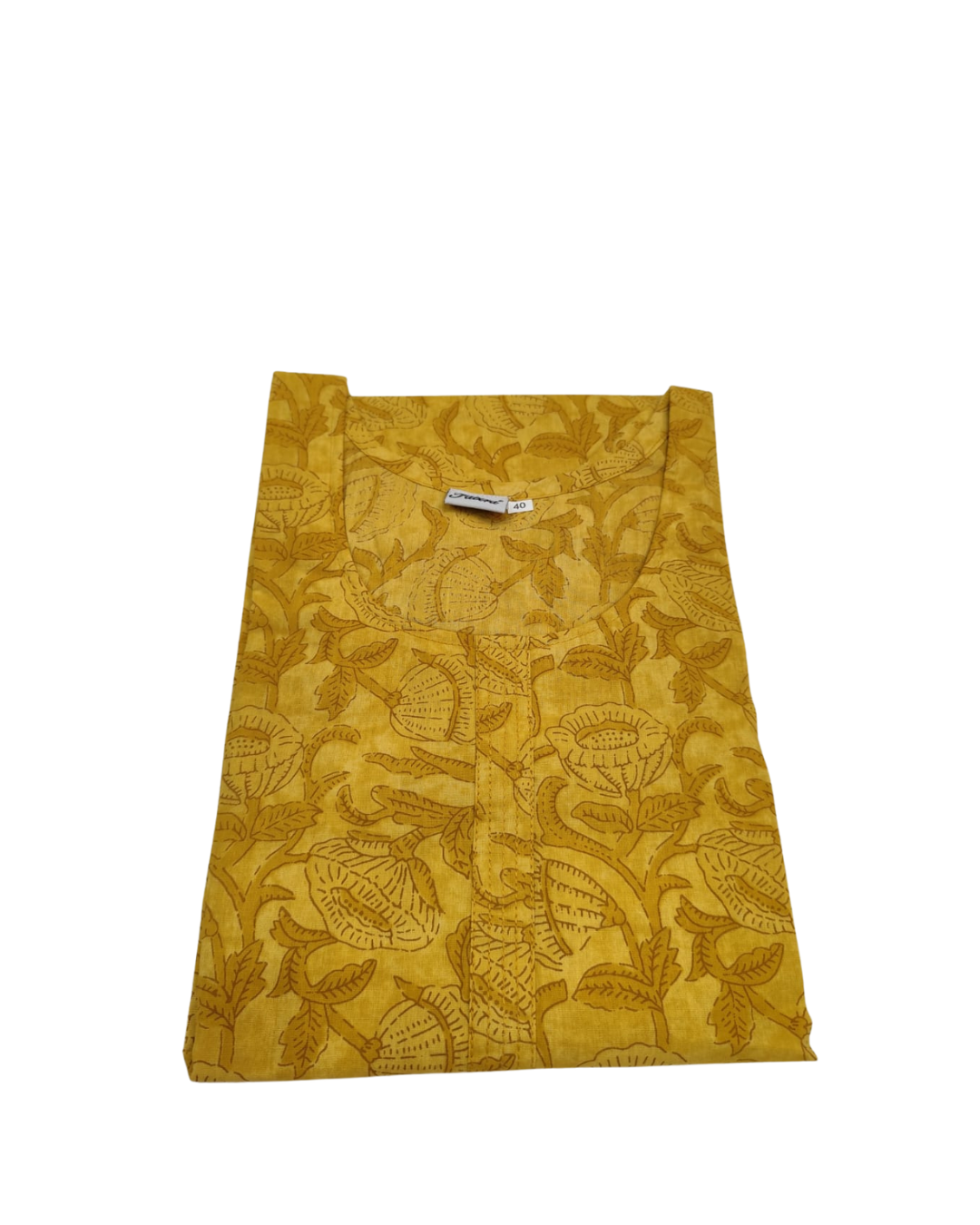 Cotton Short Top - Floral Print - Mustard - 205S5