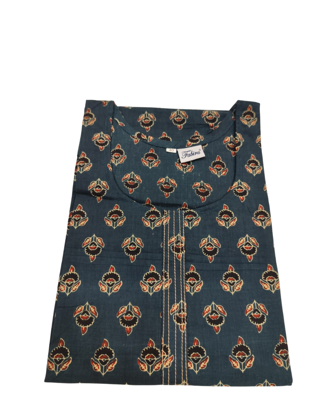 Cotton Short Top - Floral Buti Print - Deep Teal - 205S9