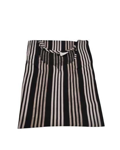 Cotton Short Top - Vertical Stripes Print - Black - 205S10