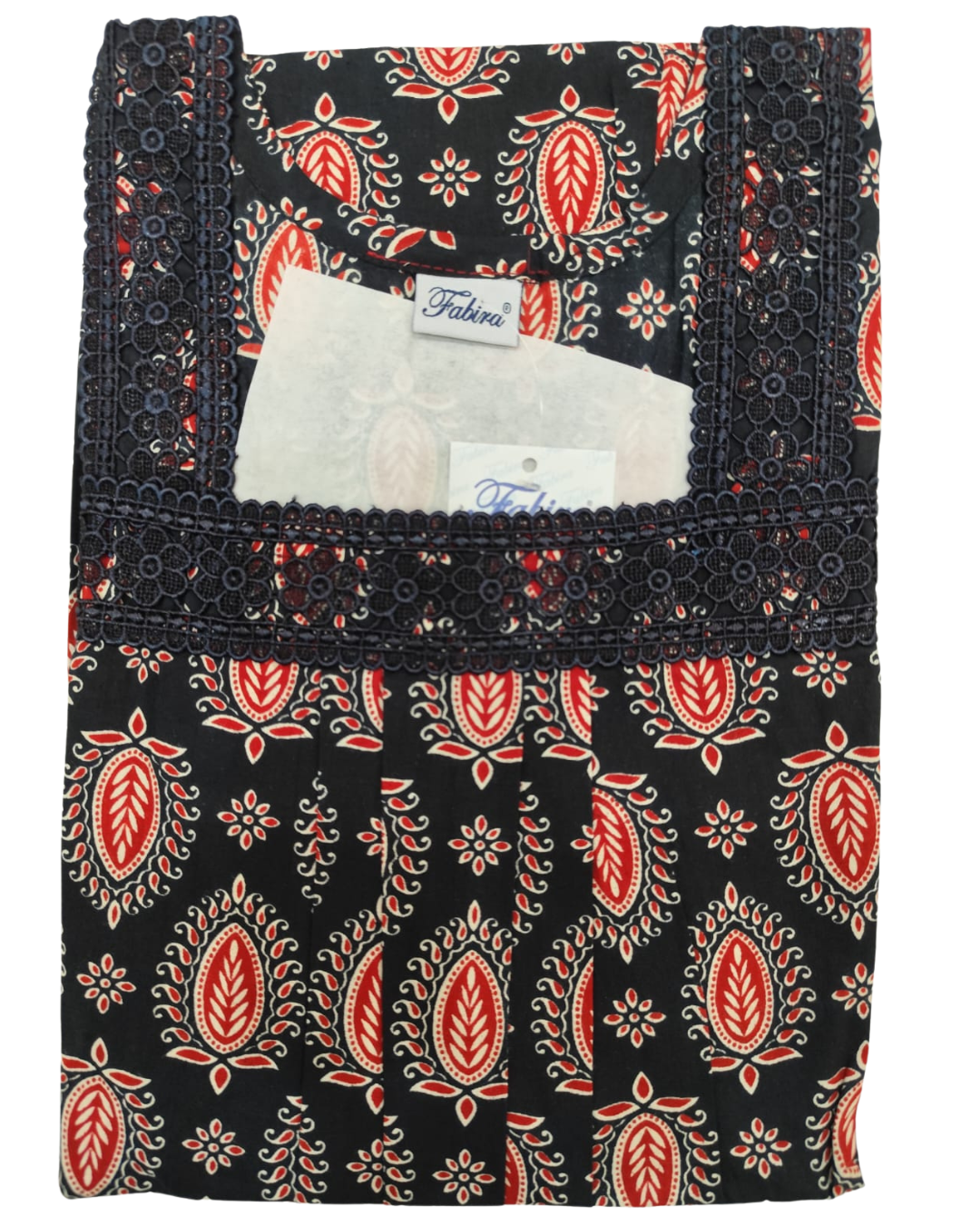 A - line Lace pattern Gown - Buti print - Maroon & Black - 550LQ03