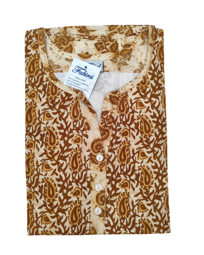 A - line Gown with Double Pocket - Floral Motif print - Black & Brown - 550DP7