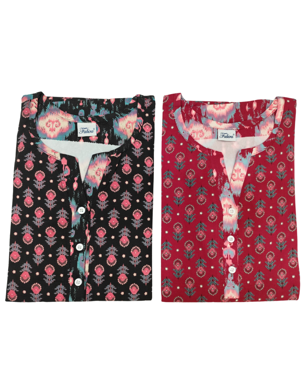 A - line Gown with Double Pocket - Floral Buti - Mustard, Black & Maroon - 550DP10