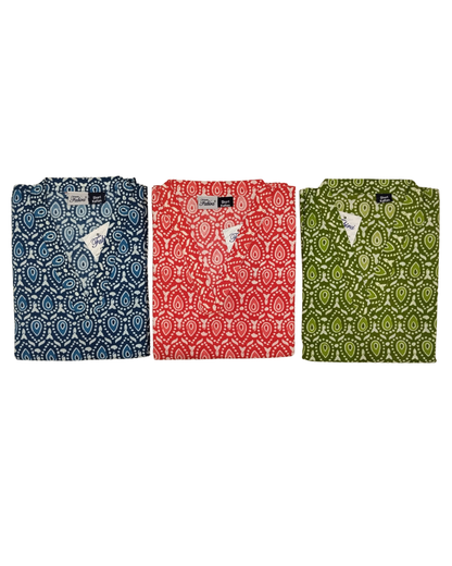 Half Khaftan – Petal print - Magenta, Navy Blue, Orange & Green - SK02