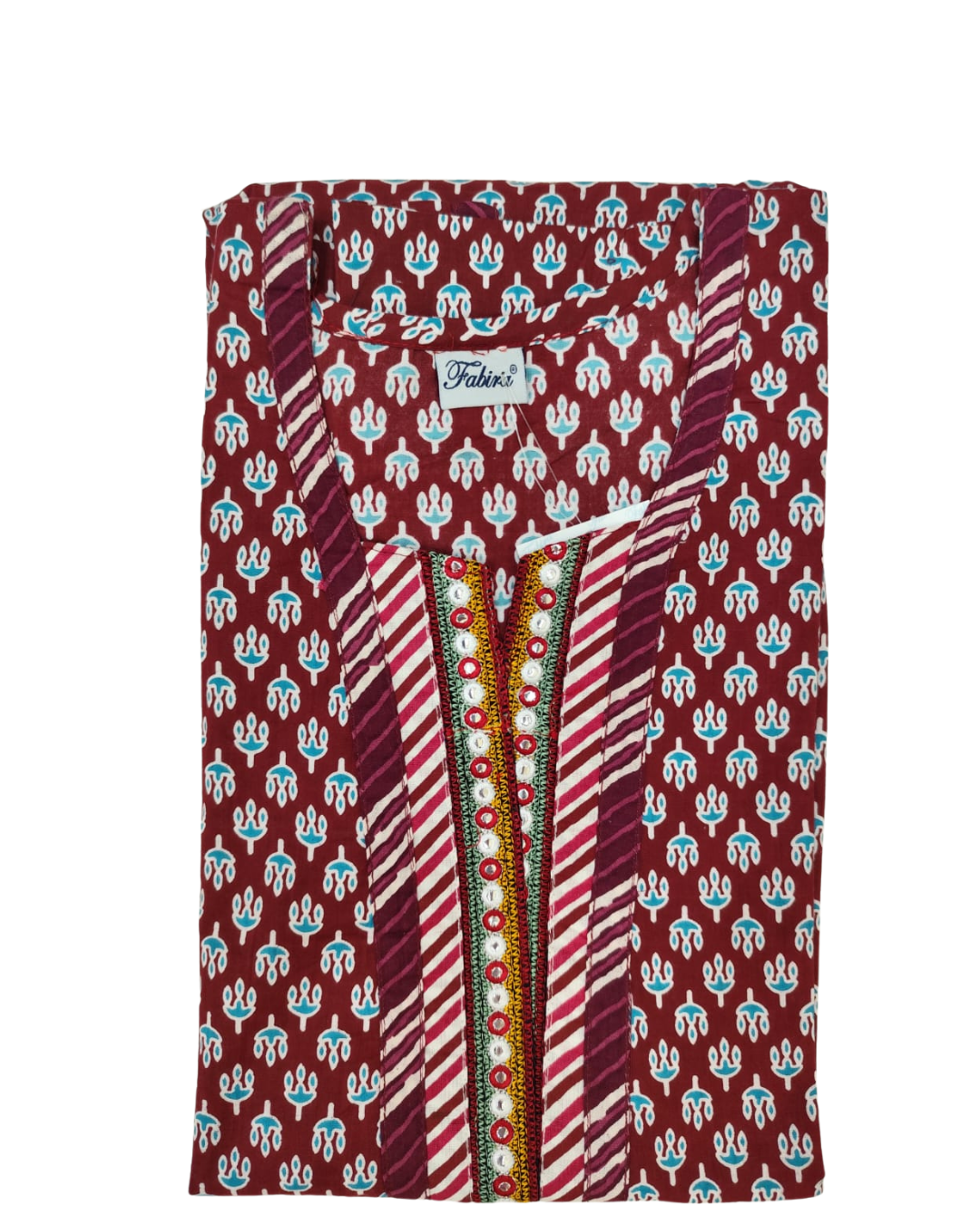 A - line Gown - Buti Motif print - Rama Green & Maroon - 550A17