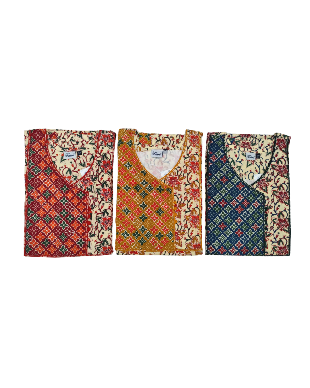 A - line Slim Fit Gown – Floral Vine print - Green, Maroon, Mustard & Blue - 550S13