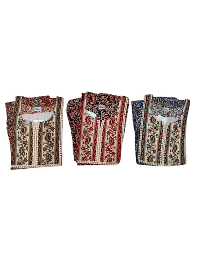 A - line Gown - Dense Paisley -Floral Jaal print - Yellow, Maroon, Black & Blue - 550AL23