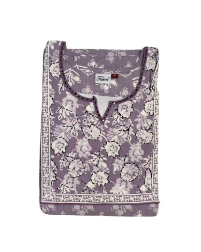 A - line Sequence Pattern Gown - Floral Buti print - Rose Pink, Turkish Rose, Green & Lilac- 650AS04