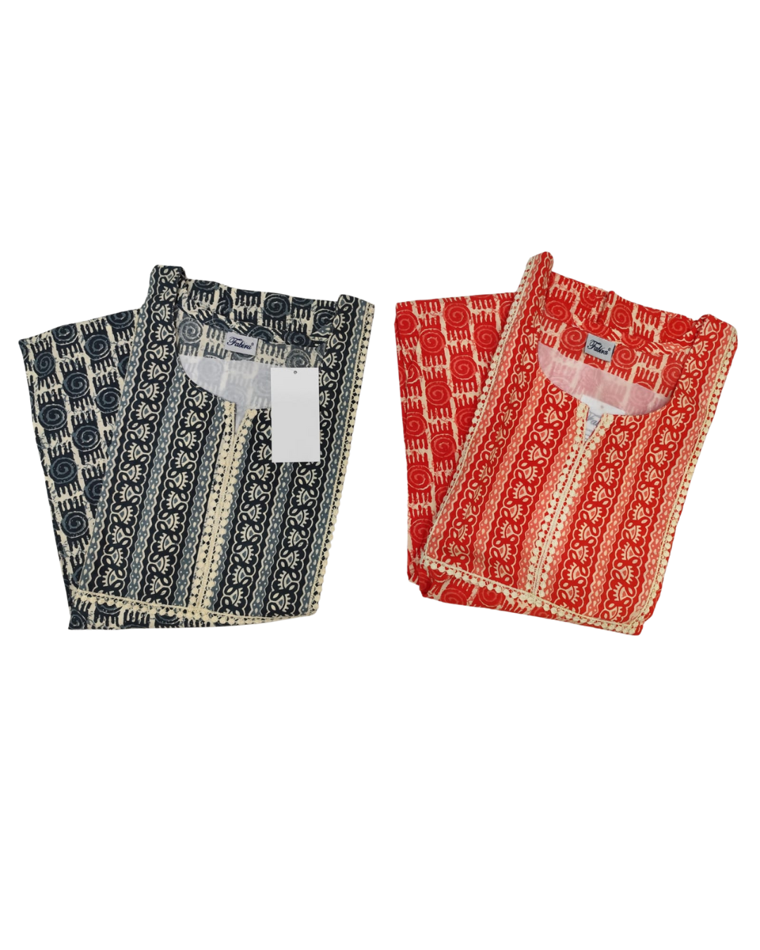 A - line Gown - Geometric Block print - Teal Green, Grey & Orange - 550AL25