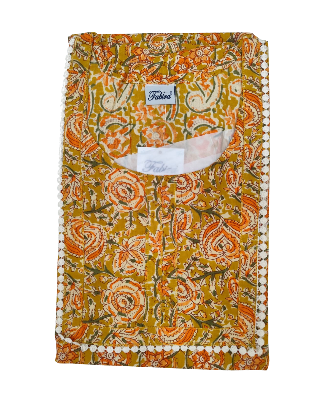 A - line Gown - Rose Floral print - Navy-blue & Yellow - 550AL27