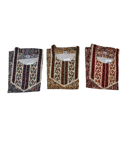 A - line Gown - Floral Vine print - Maroon, Navy-Blue, Yellow & Black - 550AL29