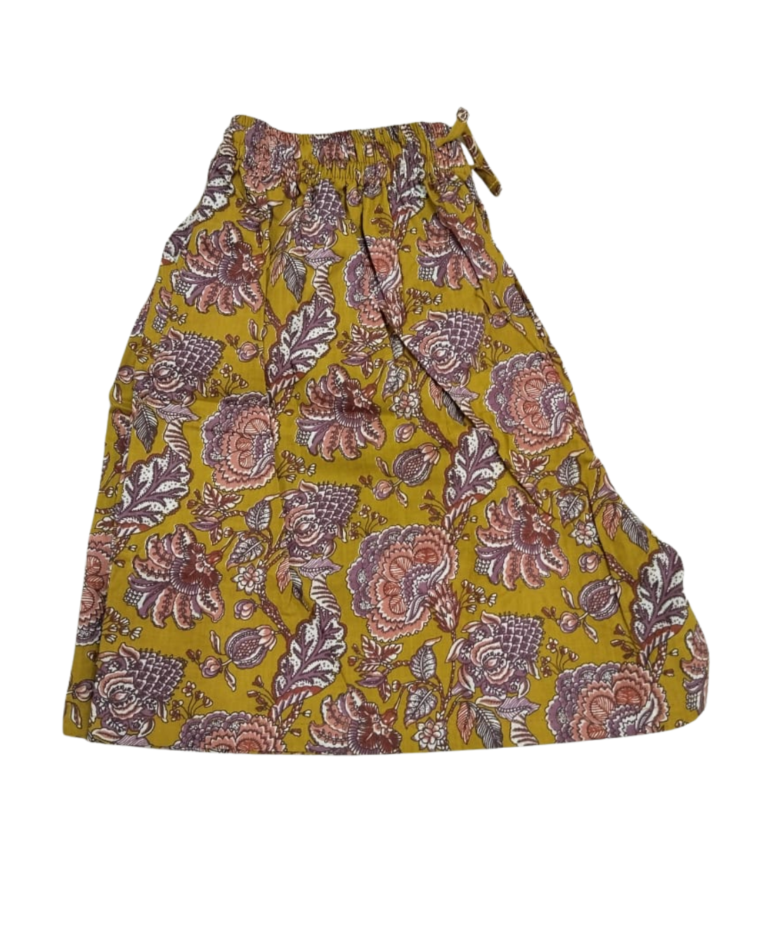 COTTON SHORTS FLORAL PRINT - MUSTARD - SHC05