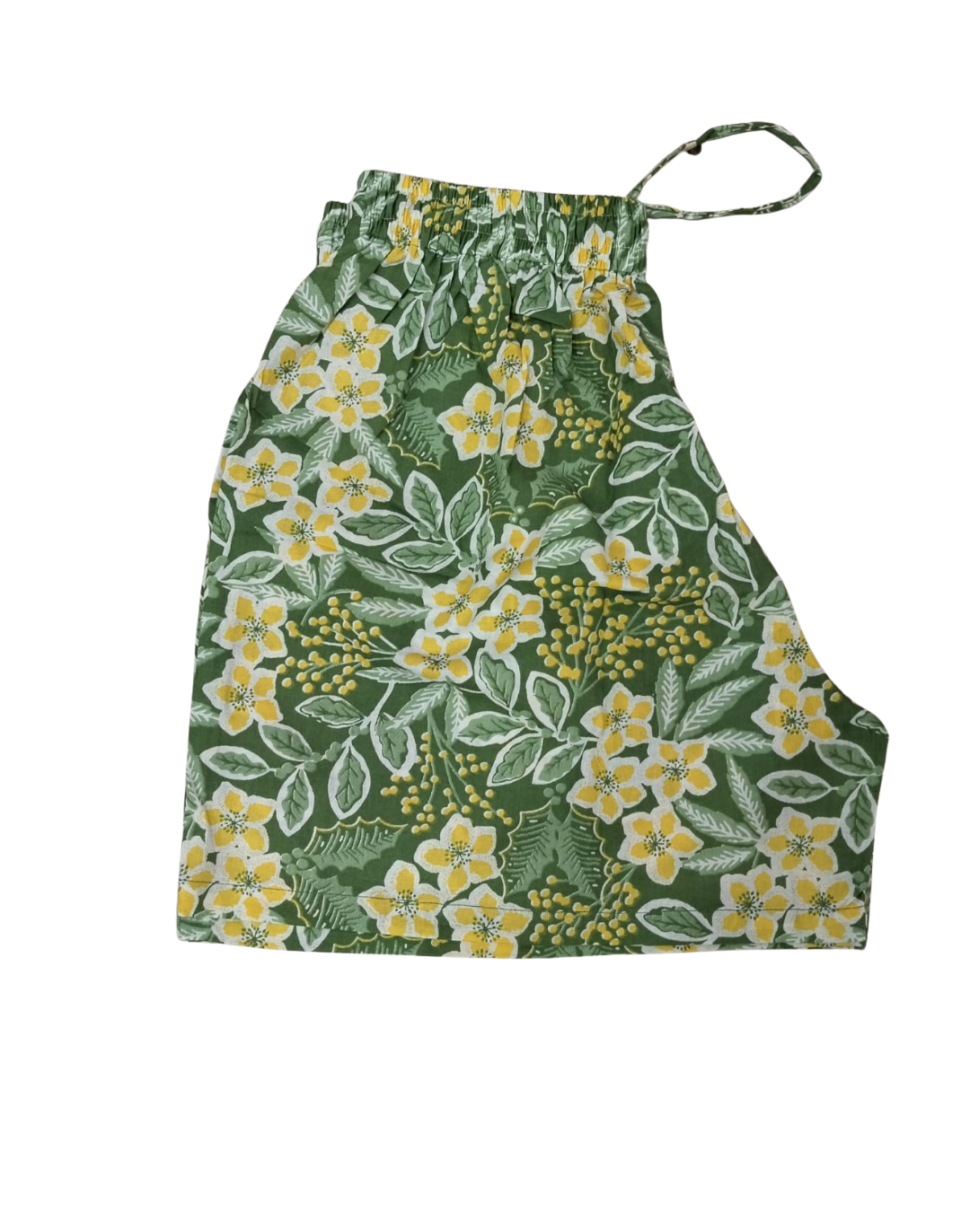 COTTON SHORTS CLUSTER FLORAL PRINT - SAGE GREEN - SHC10