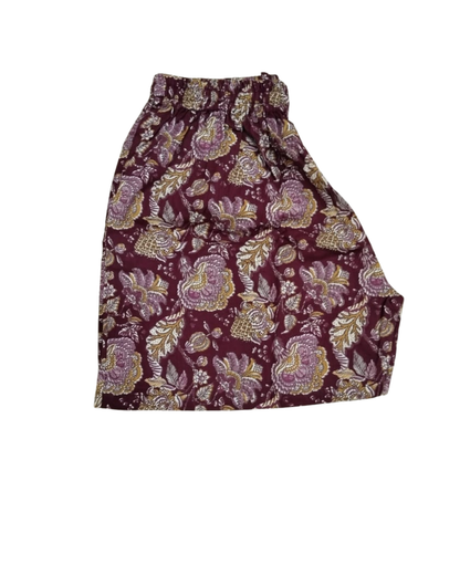 COTTON SHORTS FLORAL PRINT - BURGUNDY - SHC06