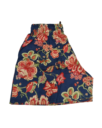 COTTON SHORTS HIBISCUS FLORAL PRINT - NAVY BLUE - SHC14