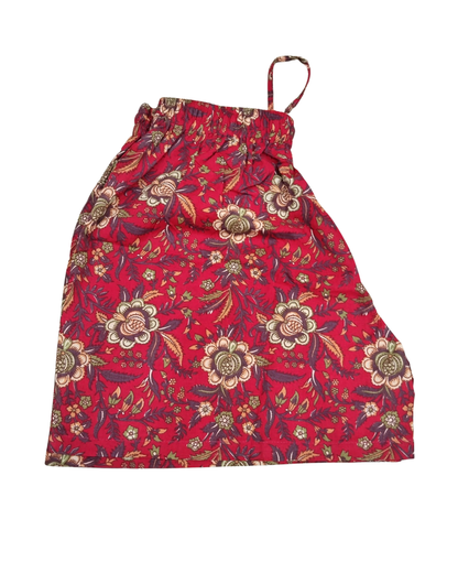 COTTON SHORTS FLORAL MOTIF PRINT - RED - SHC04