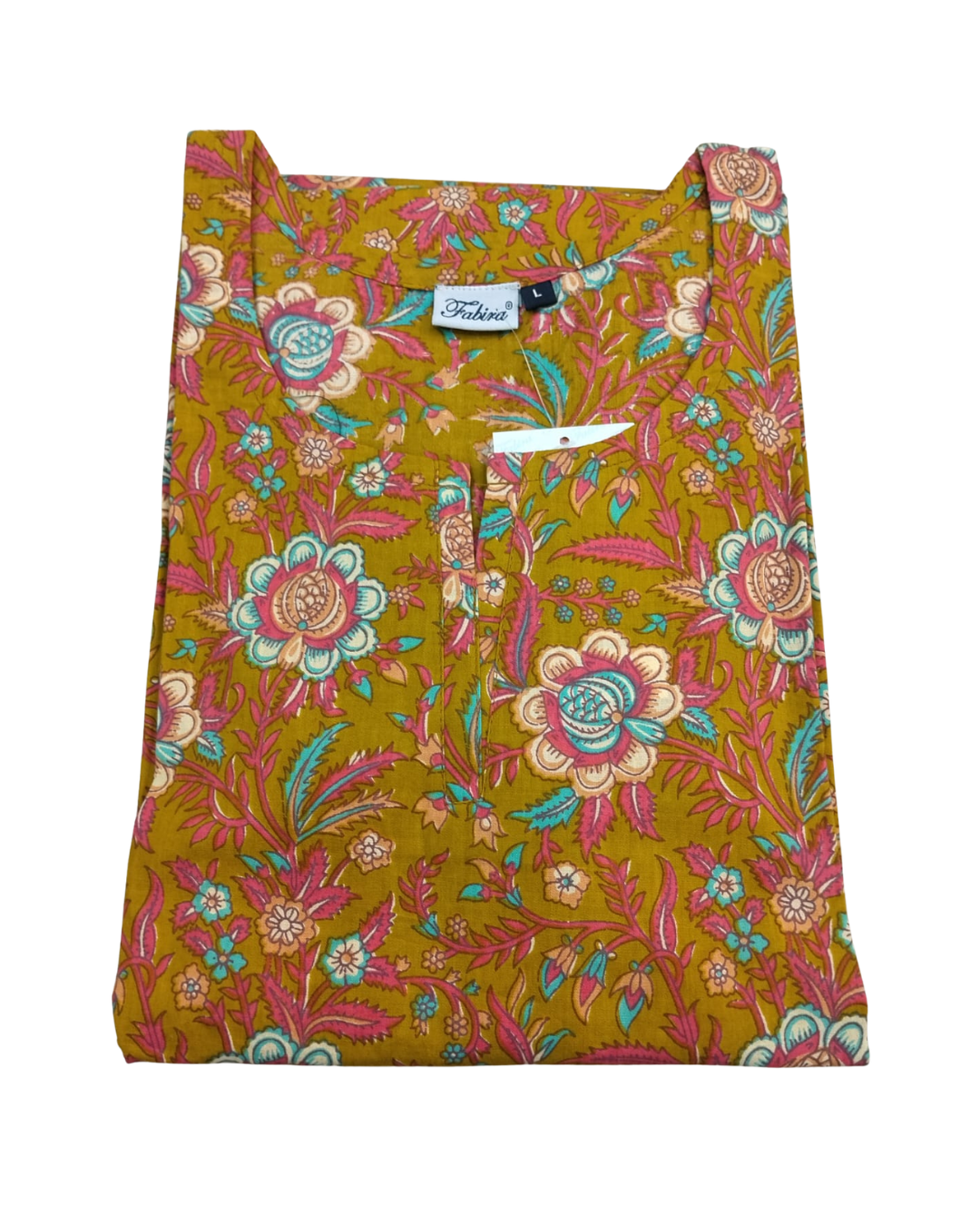 KURTI CORD SET - PATTERN - BOTTLE GREEN, RED & MUSTARD - KNS01